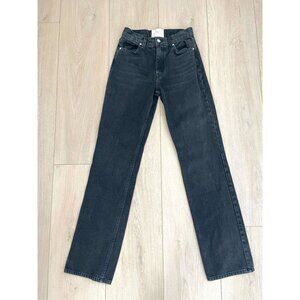 Revise Denim Womens 25 High Waisted Straight Leg Jeans Black 100% Cotton